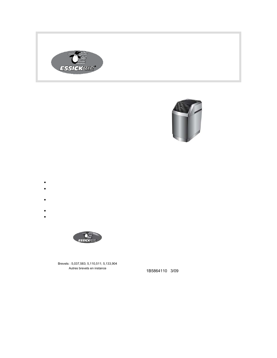 Guide d’utilisation et d’entretien du propriétaire, Modèles, Humidificateur évaporateur | Essick Air 826 800 User Manual | Page 12 / 17