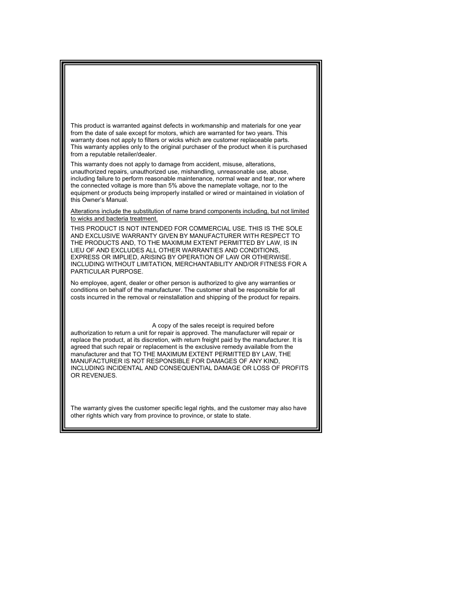 Essick air products humidifier warranty policy | Essick Air 826 800 User Manual | Page 6 / 17
