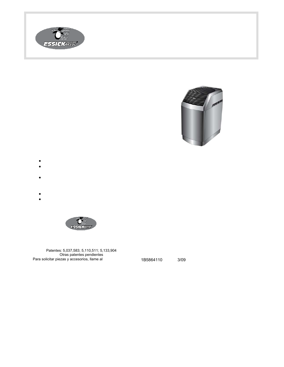 Manual de cuidados y uso del propietario, Modelos, Humidificador vaporizador | Essick Air 826 800 User Manual | Page 7 / 17