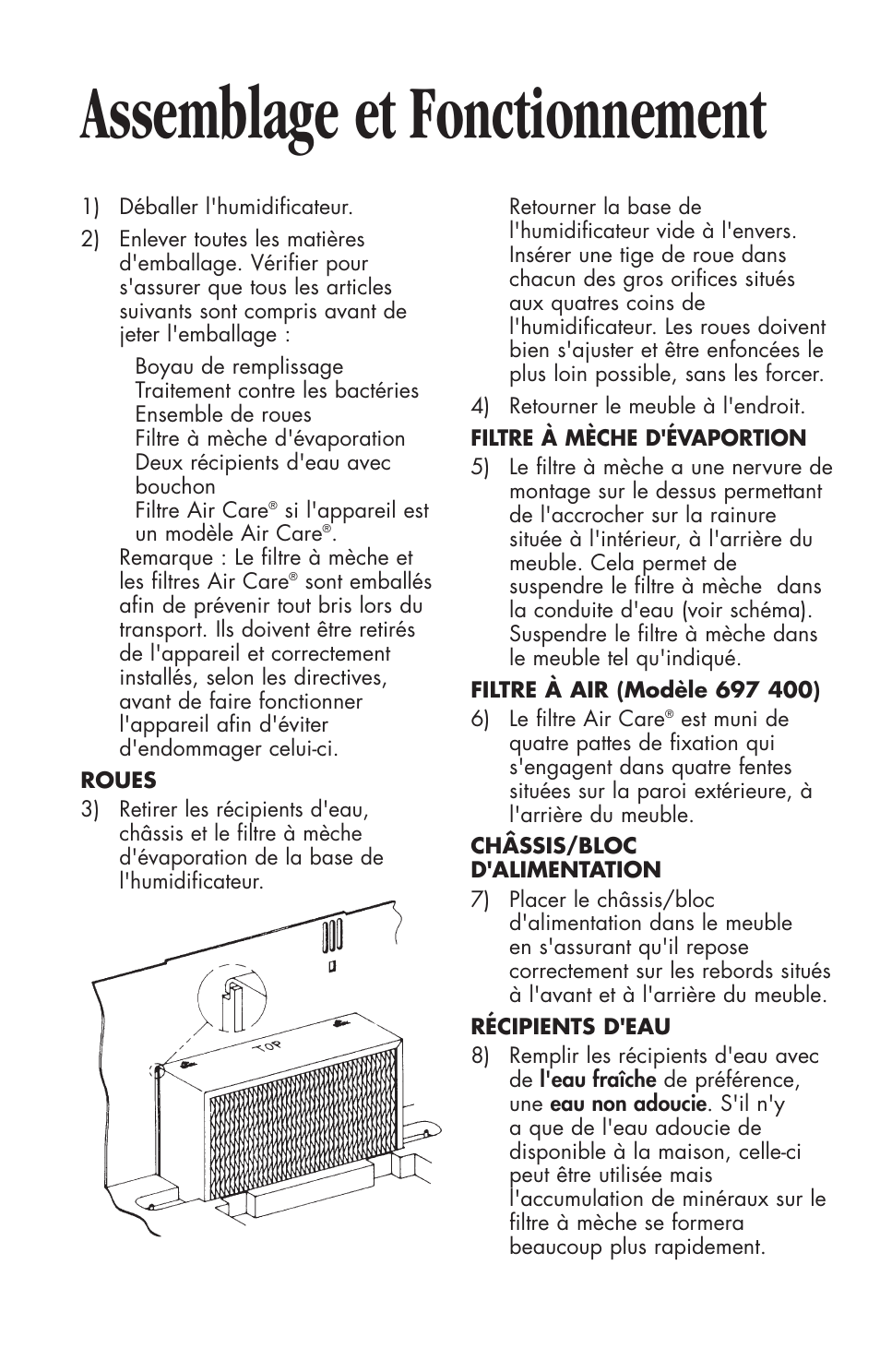 Assemblage et fonctionnement | Essick Air 696 100 User Manual | Page 32 / 45