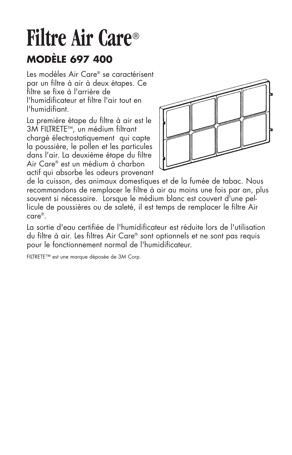 Filtre air care | Essick Air 696 100 User Manual | Page 34 / 45