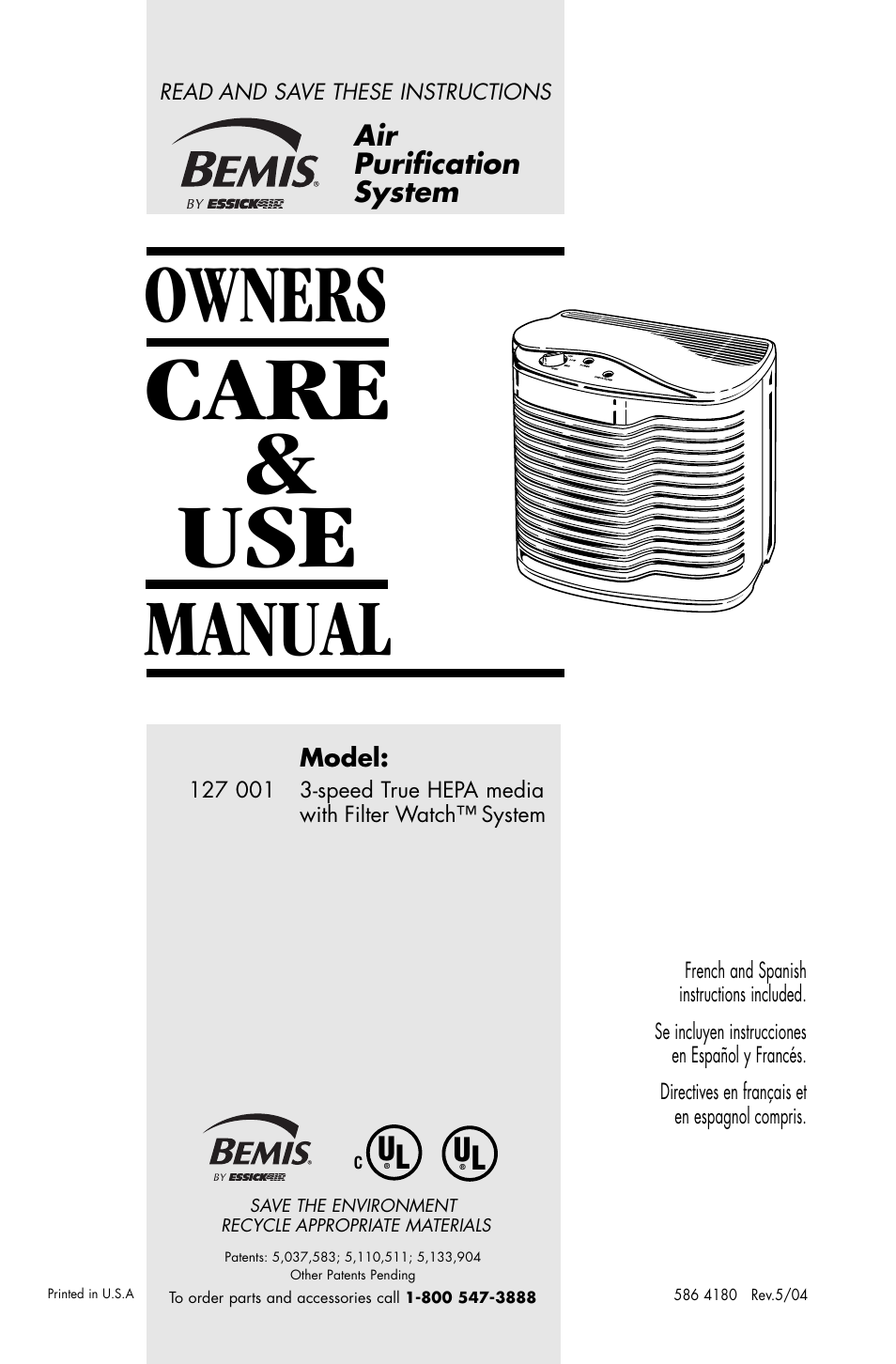 Essick Air FILTERWATCH 127-001 User Manual | 36 pages