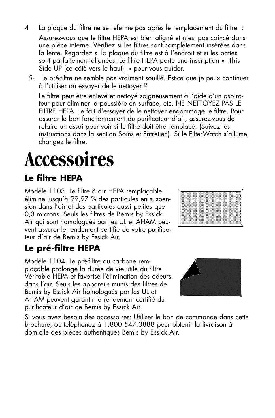 Accessoires | Essick Air FILTERWATCH 127-001 User Manual | Page 31 / 36