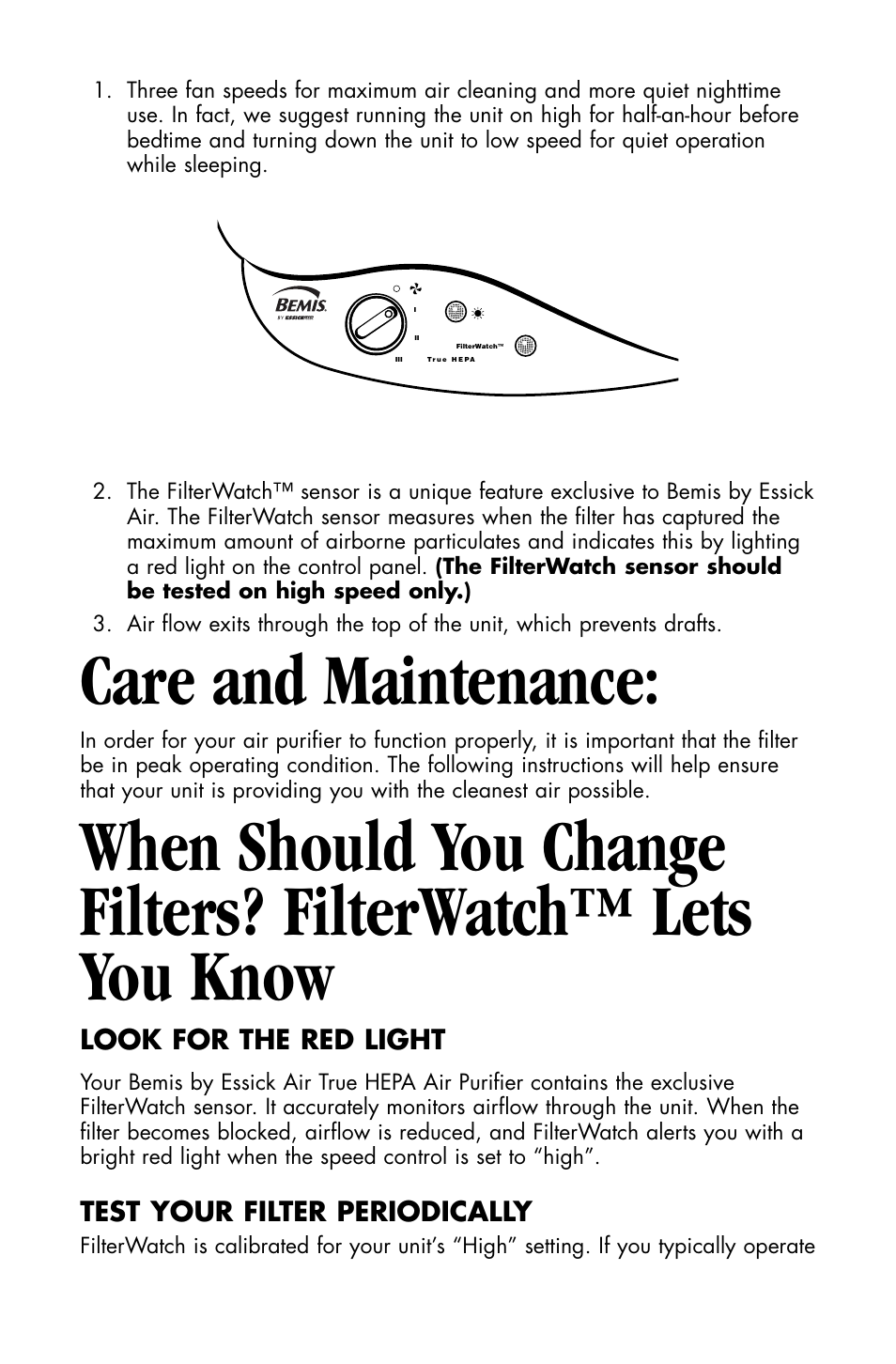Care and maintenance | Essick Air FILTERWATCH 127-001 User Manual | Page 5 / 36