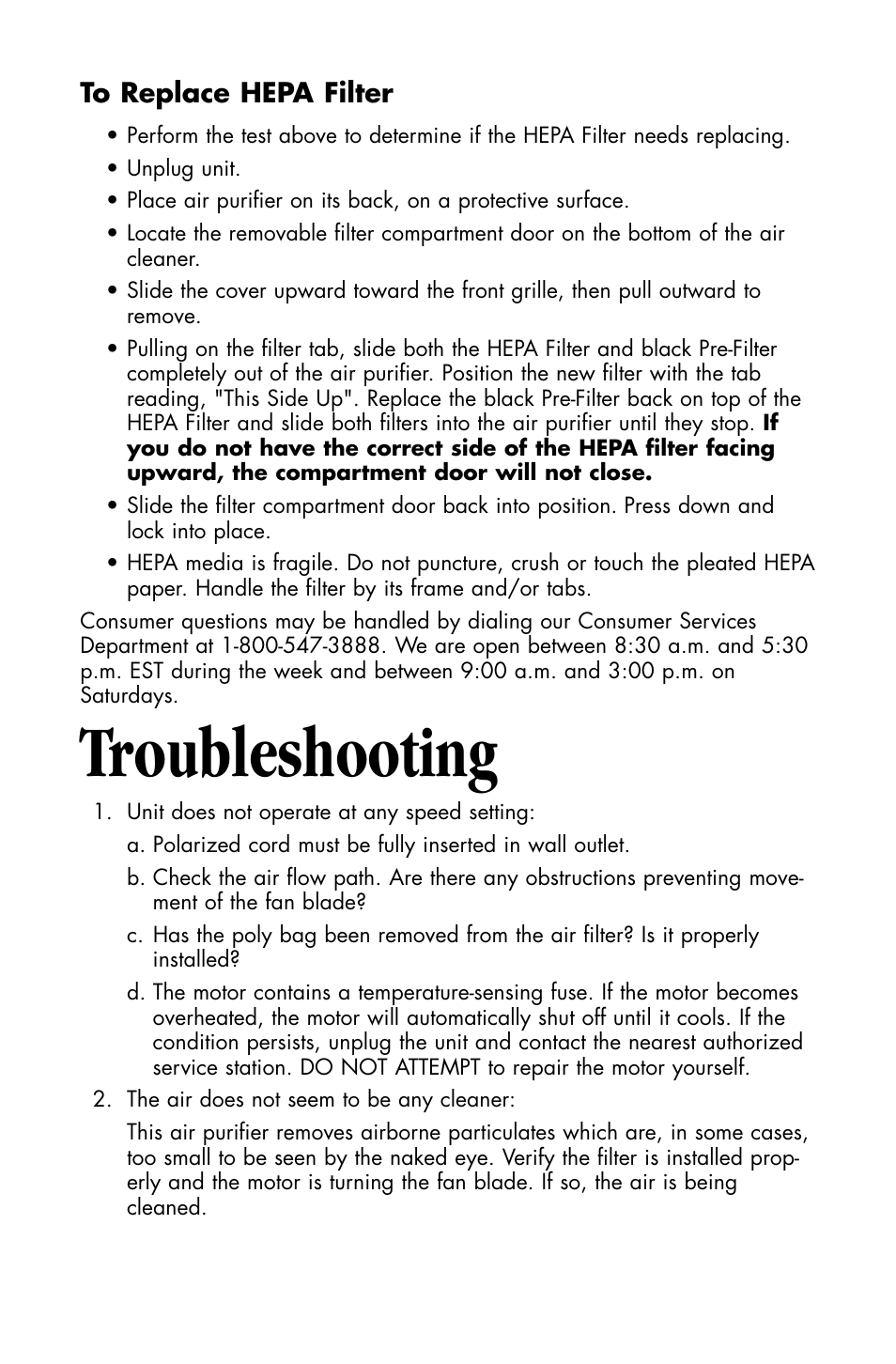 Troubleshooting | Essick Air FILTERWATCH 127-001 User Manual | Page 7 / 36