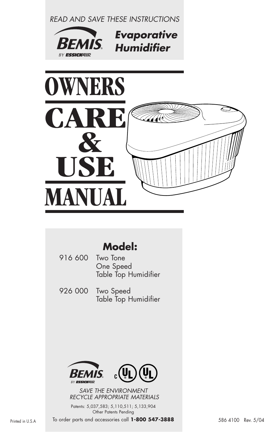 Essick Air 916 600 User Manual | 32 pages