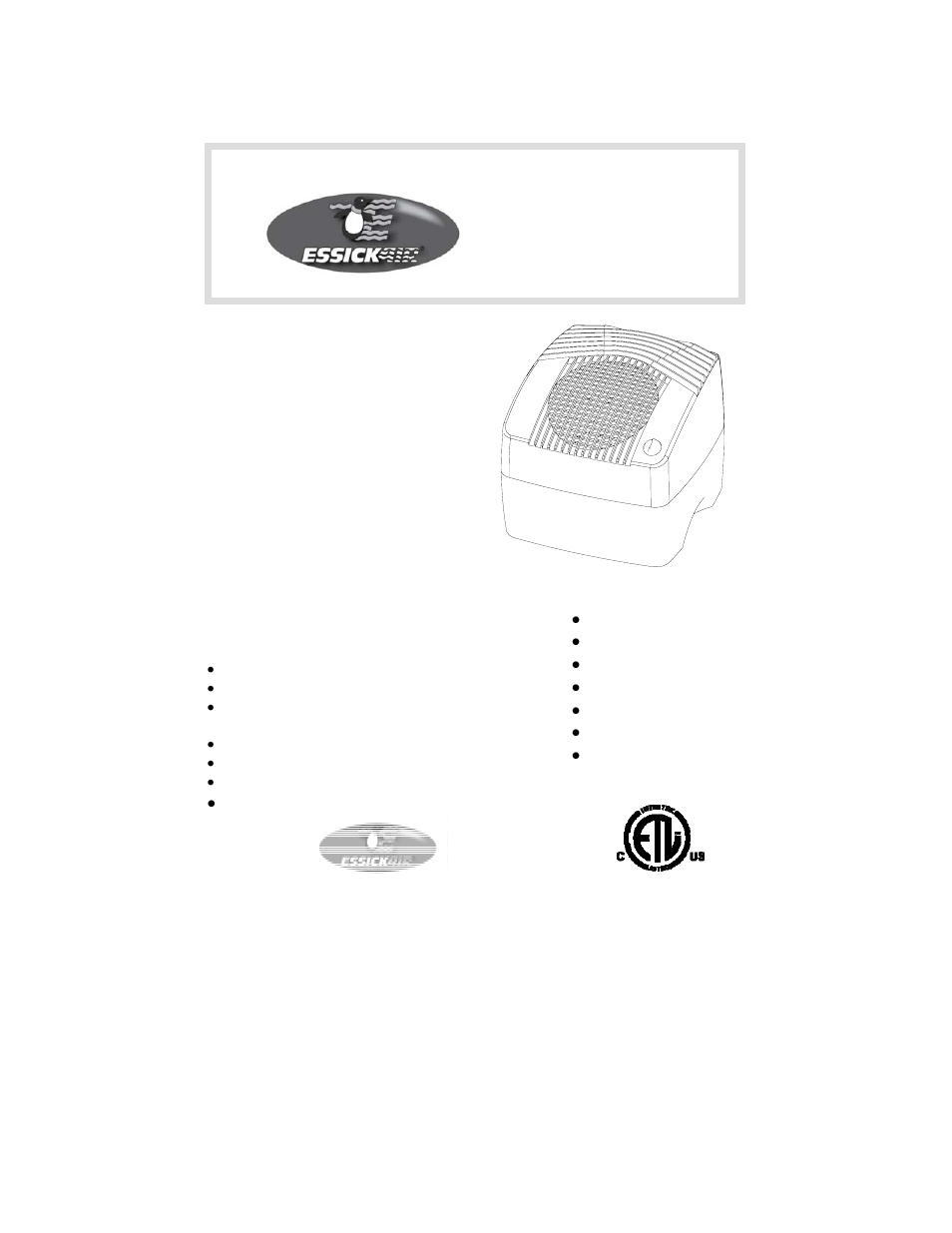Francais, Guides d’utilisation & d’entretien du propriétaire, Modèle | Essick Air E35 000 User Manual | Page 17 / 24