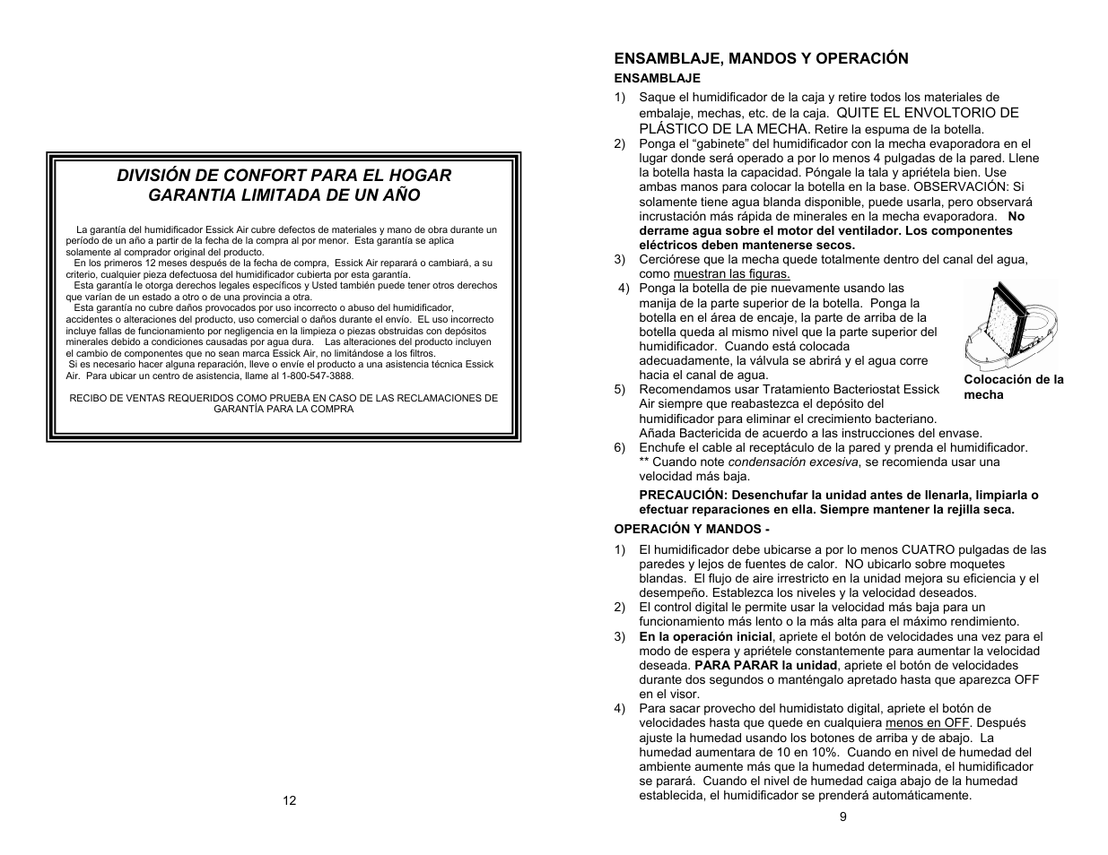 Essick Air 7D6 100 User Manual | Page 9 / 10