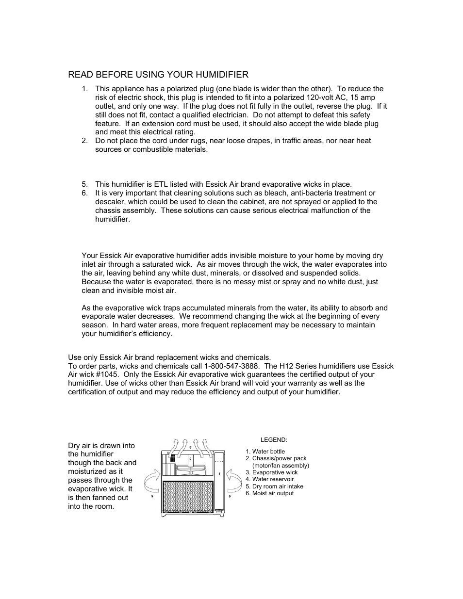 Essick Air H12 Series User Manual | Page 2 / 19