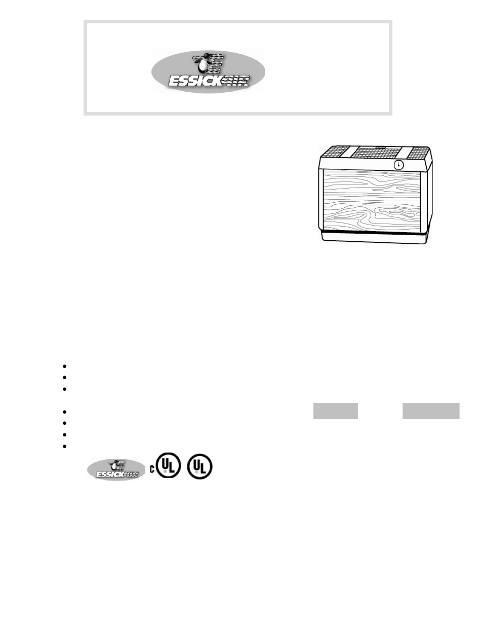 Essick Air LT. OAK 526 302 User Manual | 10 pages