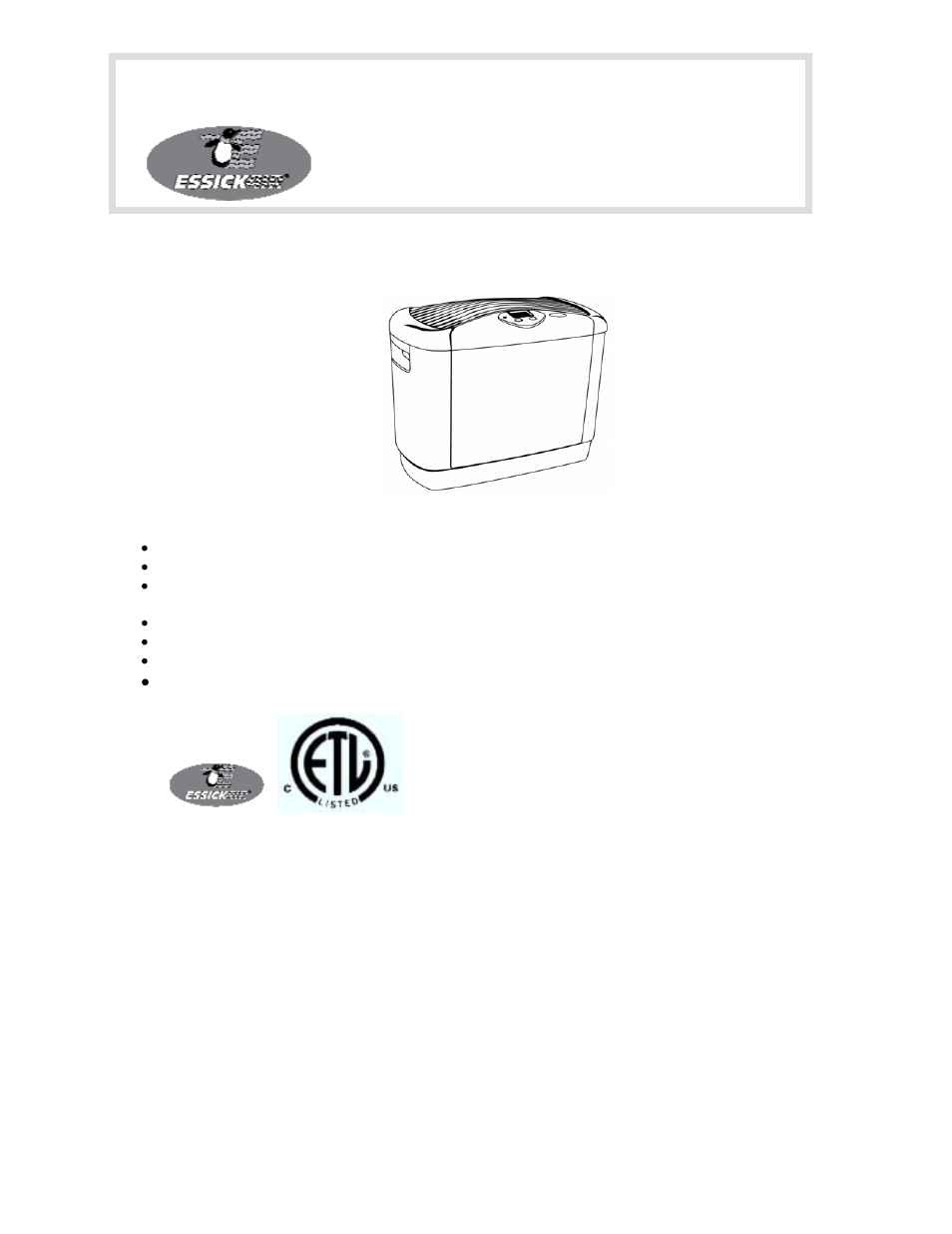 Essick Air 5D6 700 User Manual | 15 pages