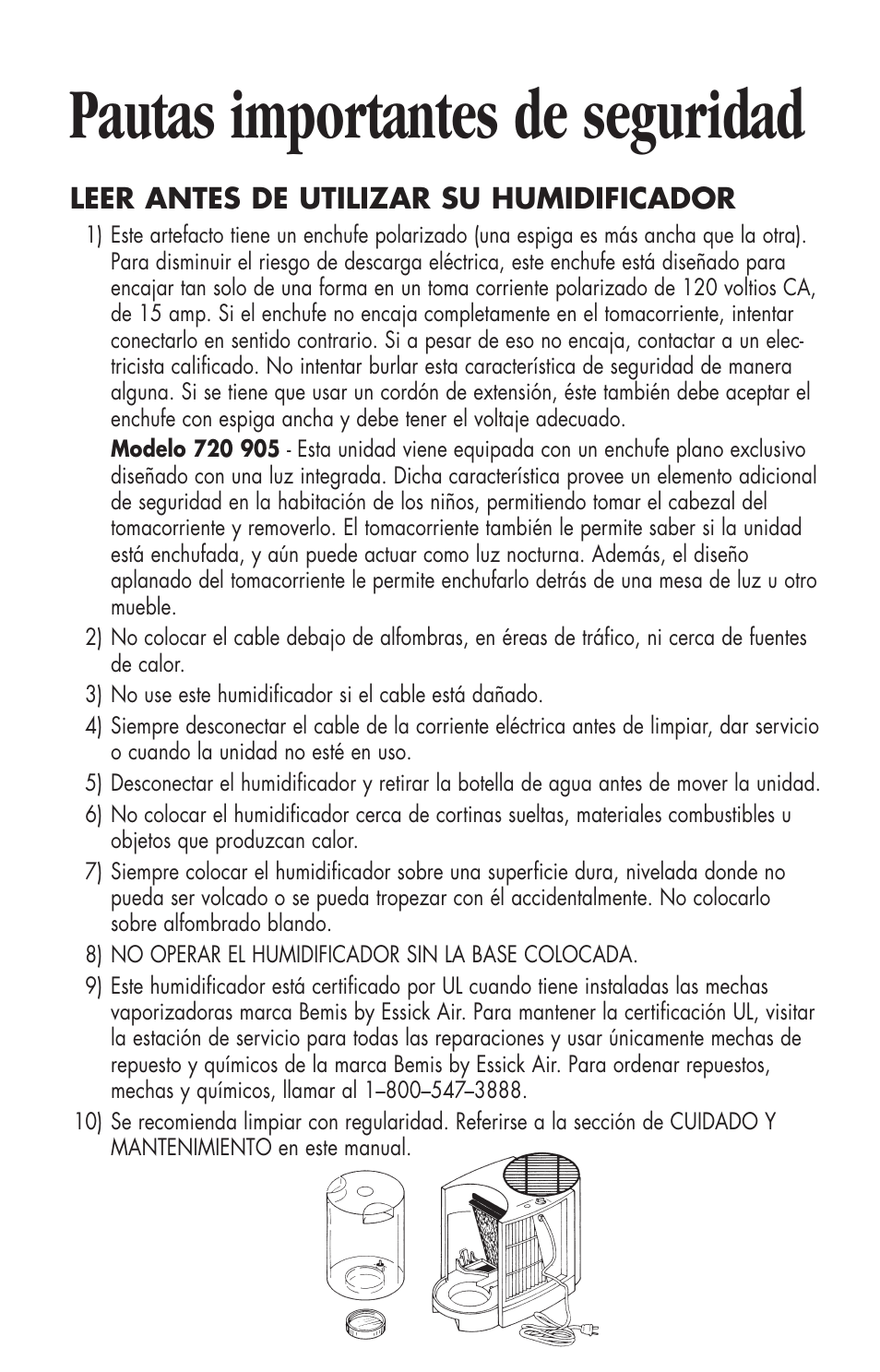 Pautas importantes de seguridad | Essick Air 726 000 2-speed User Manual | Page 16 / 44