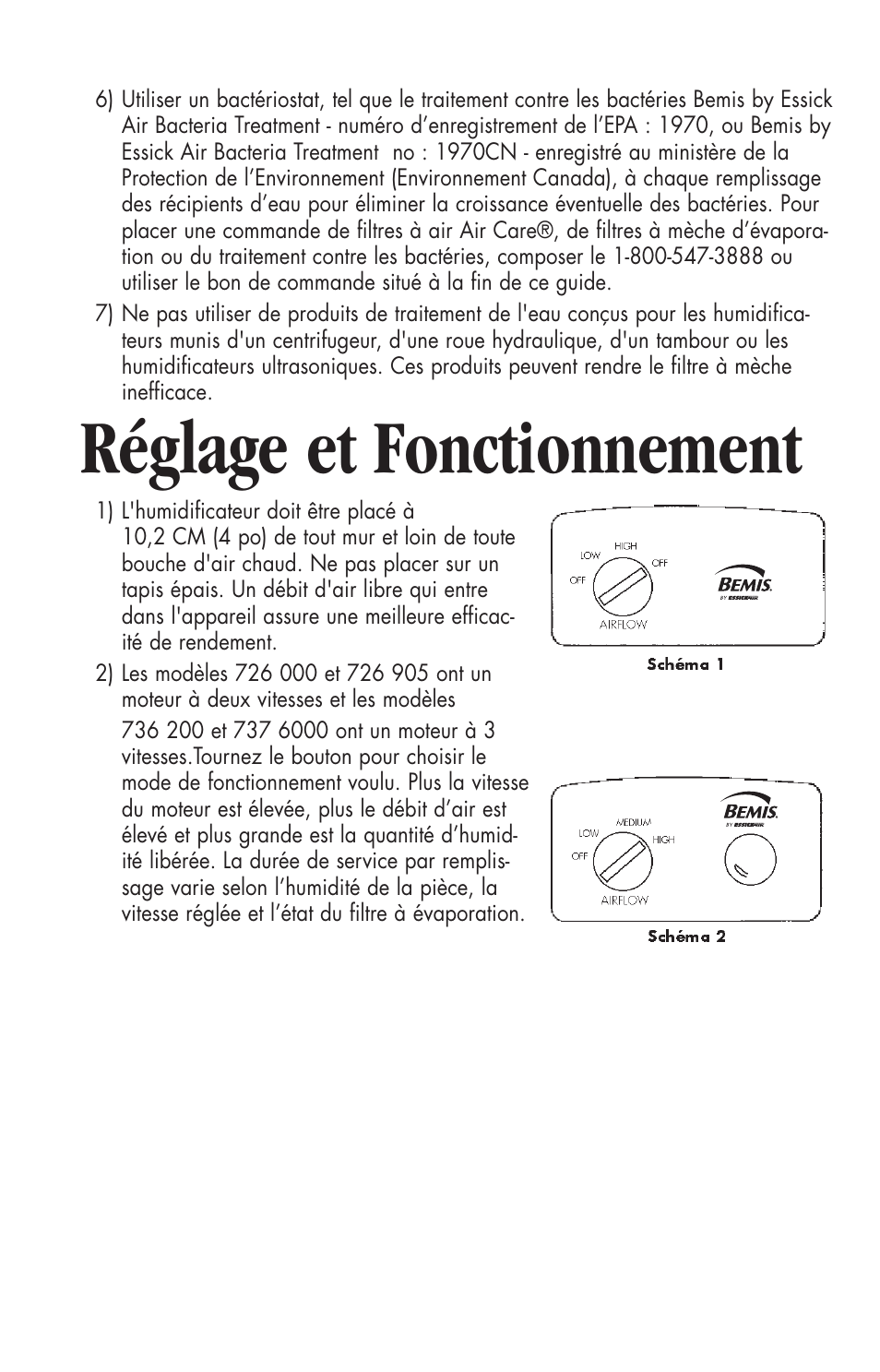Réglage et fonctionnement | Essick Air 726 000 2-speed User Manual | Page 32 / 44
