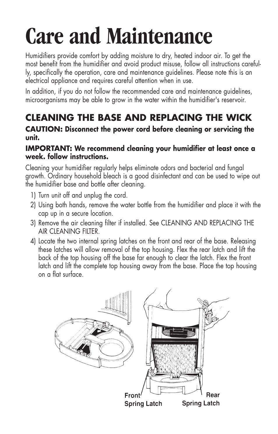 Care and maintenance | Essick Air 726 000 2-speed User Manual | Page 6 / 44