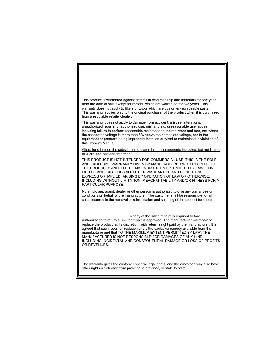 Essick air products humidifier warranty policy | Essick Air 4D7 800 User Manual | Page 6 / 19