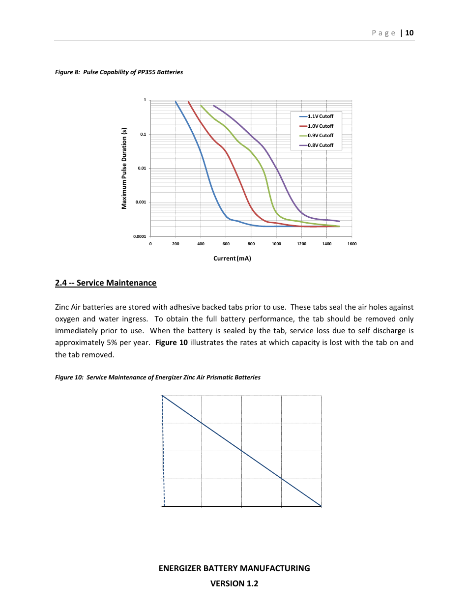 Energizer battery manufacturing version 1.2, 4 ‐‐ service maintenance | Energizer PP355 User Manual | Page 10 / 17