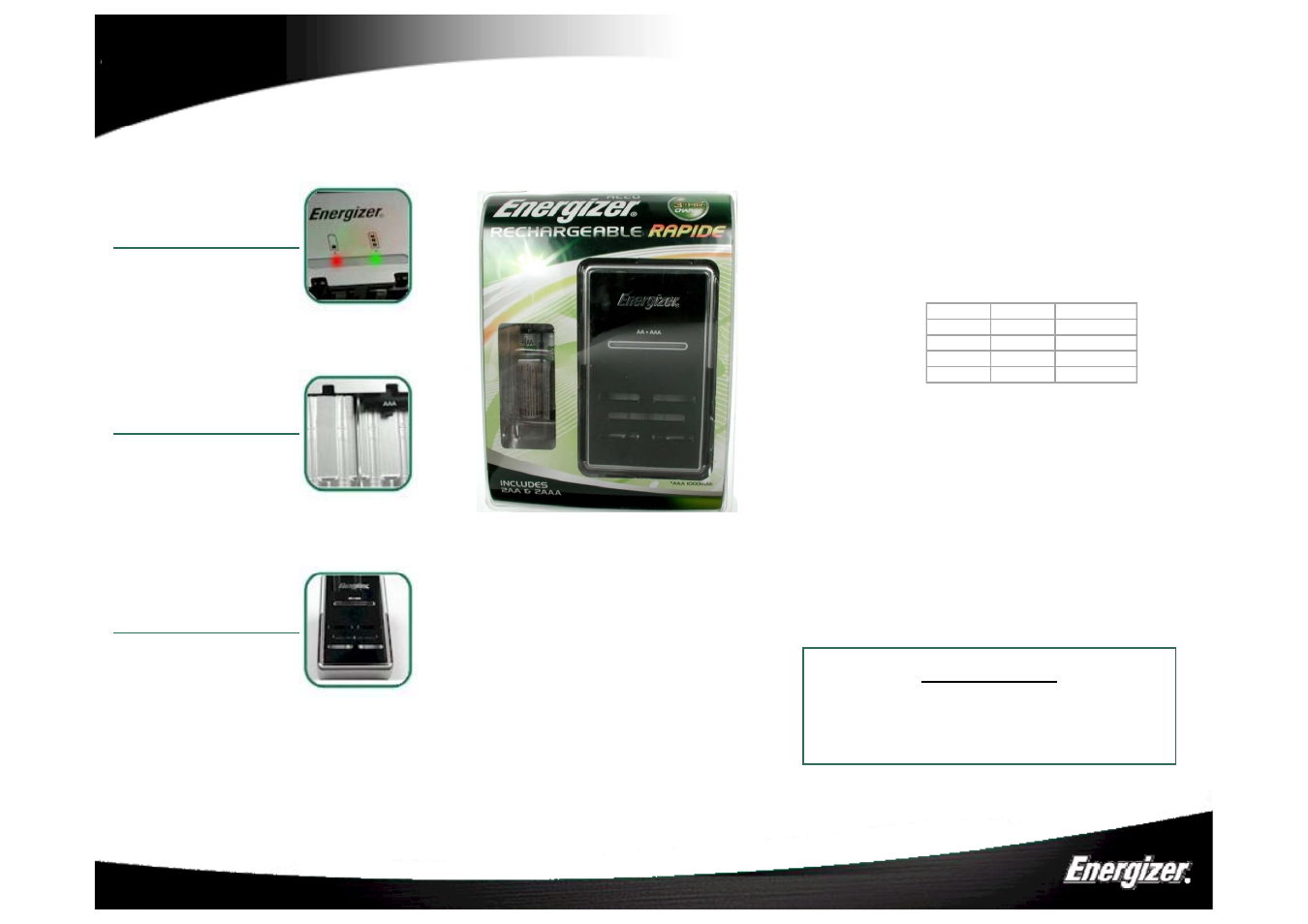 Energizer CHQA User Manual | 1 page