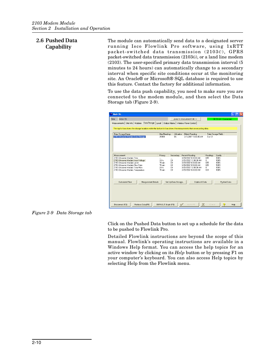6 pushed data capability, 6 pushed data capability -10, 9 data storage tab -10 | Energizer 2103G User Manual | Page 26 / 86
