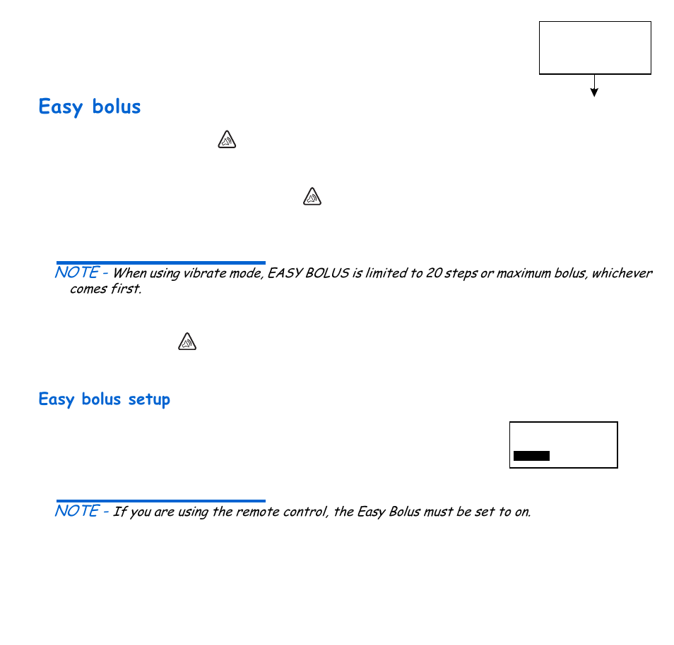 Easy bolus, Easy bolus setup | Energizer 715 User Manual | Page 113 / 188