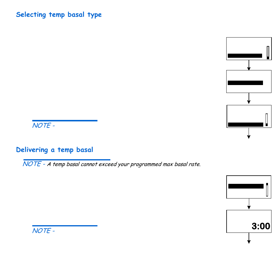 Selecting temp basal type, Delivering a temp basal, Selecting temp basal type delivering a temp basal | Optimizing pump therapy 103 | Energizer 715 User Manual | Page 125 / 188