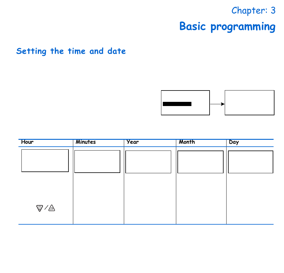 Chapter: 3 basic programming, Setting the time and date, Chapter 3 basic programming | Basic programming, Chapter: 3 | Energizer 715 User Manual | Page 45 / 188