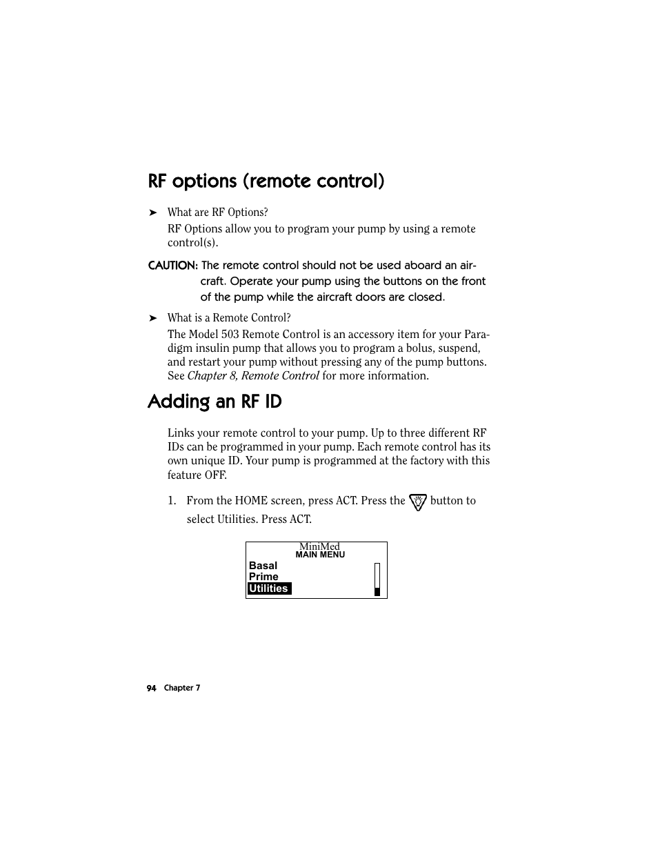 Rf options (remote control), Adding an rf id, Rf options (remote control) adding an rf id | Energizer MMT-511 User Manual | Page 106 / 170