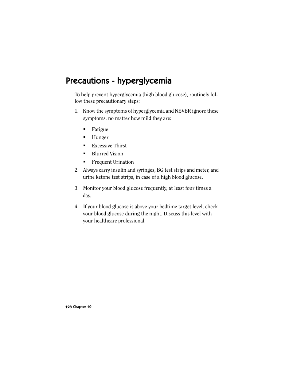 Precautions - hyperglycemia | Energizer MMT-511 User Manual | Page 140 / 170