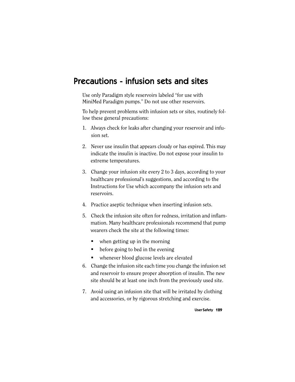 Precautions - infusion sets and sites | Energizer MMT-511 User Manual | Page 141 / 170