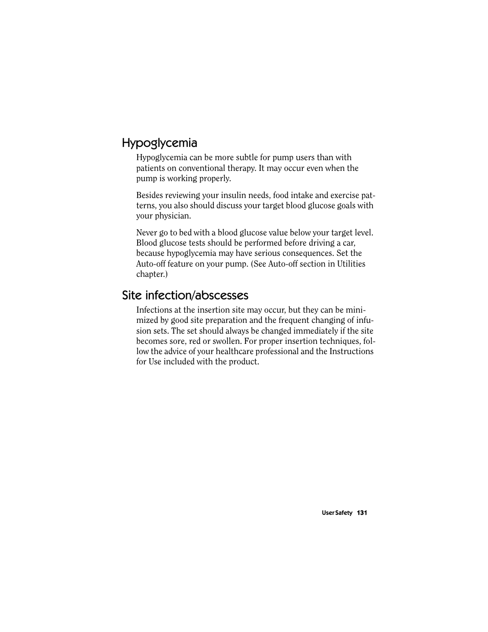 Hypoglycemia, Site infection/abscesses, Hypoglycemia site infection/abscesses | Energizer MMT-511 User Manual | Page 143 / 170
