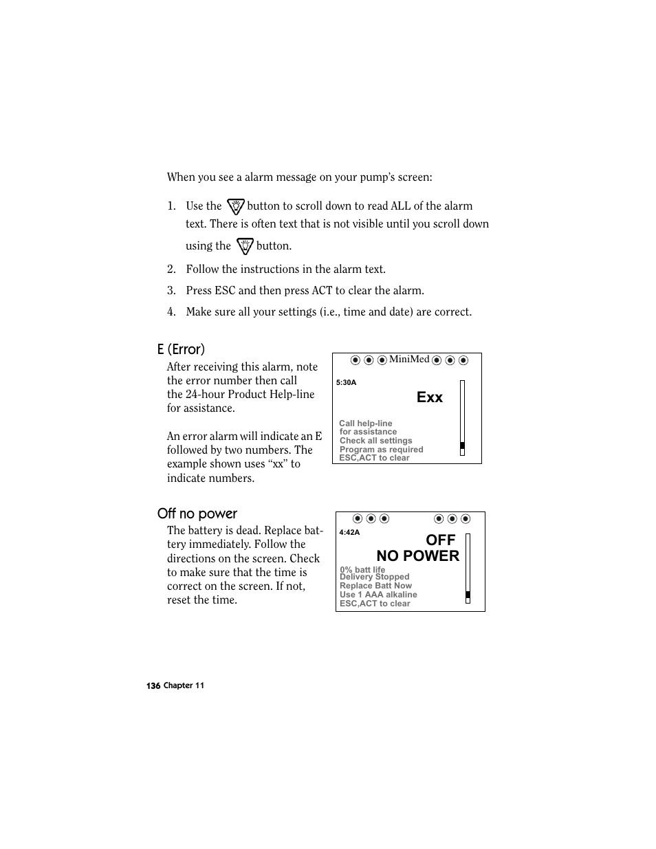 E (error), Off no power, E (error) off no power | Exx off no power | Energizer MMT-511 User Manual | Page 148 / 170