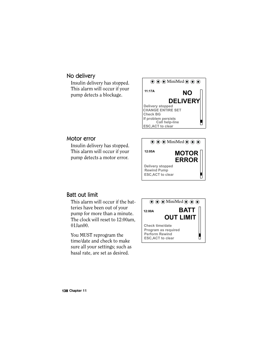No delivery, Motor error, Batt out limit | No delivery motor error batt out limit, Delivery, Motor, Error, Batt, Out limit | Energizer MMT-511 User Manual | Page 150 / 170