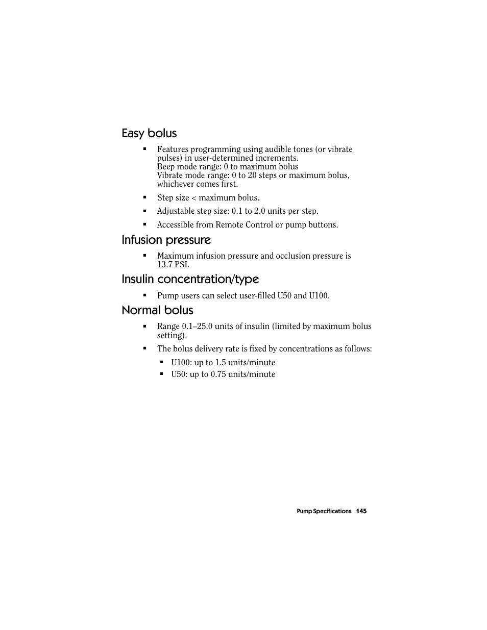 Easy bolus, Infusion pressure, Insulin concentration/type | Normal bolus | Energizer MMT-511 User Manual | Page 157 / 170
