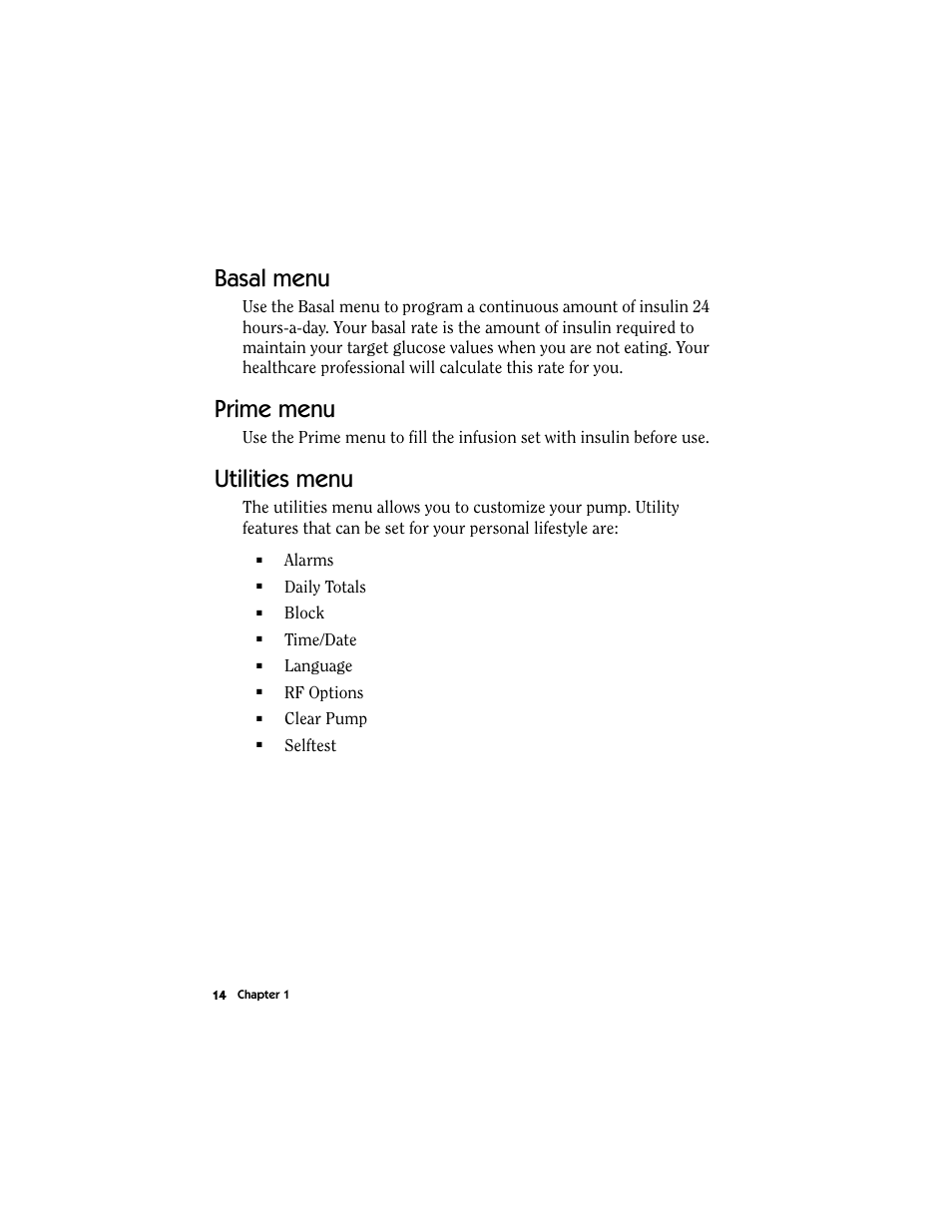 Basal menu, Prime menu, Utilities menu | Basal menu prime menu utilities menu | Energizer MMT-511 User Manual | Page 26 / 170