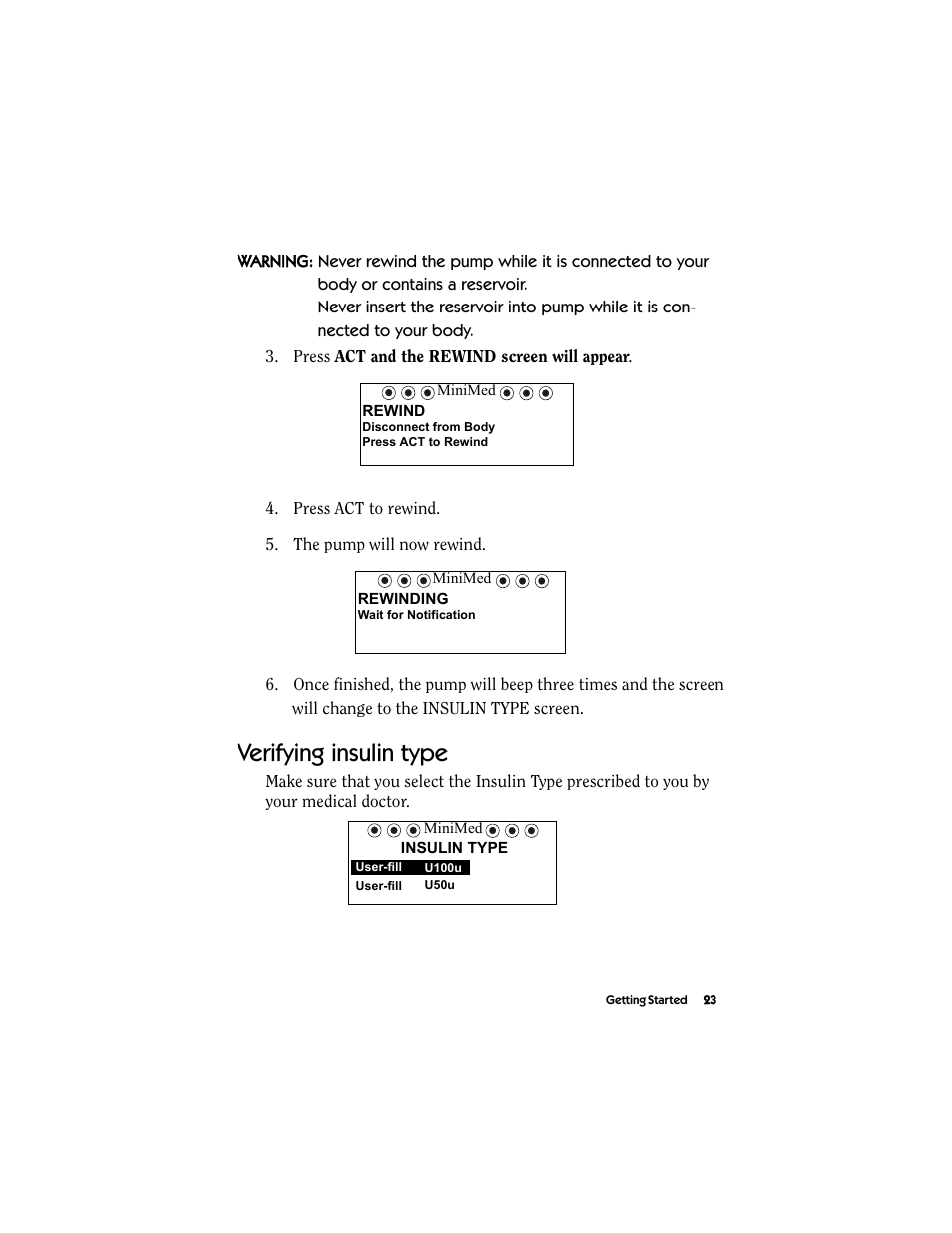 Verifying insulin type | Energizer MMT-511 User Manual | Page 35 / 170