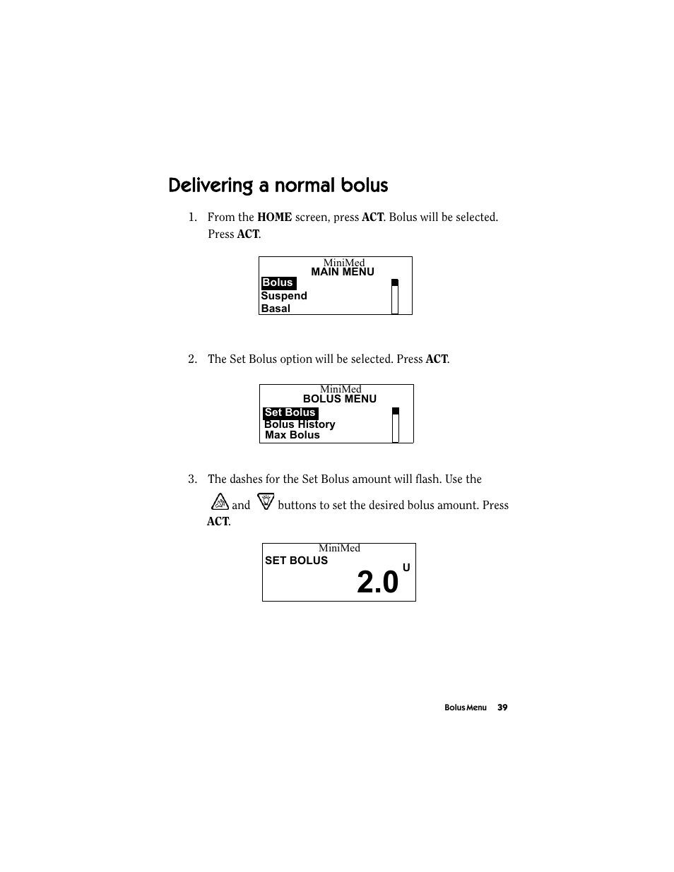 Delivering a normal bolus | Energizer MMT-511 User Manual | Page 51 / 170