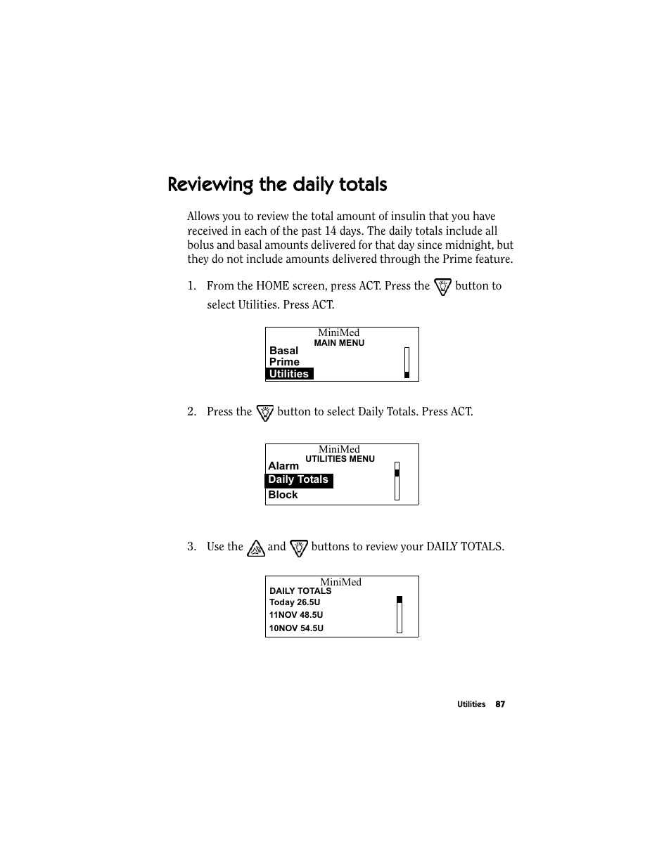 Reviewing the daily totals | Energizer MMT-511 User Manual | Page 99 / 170