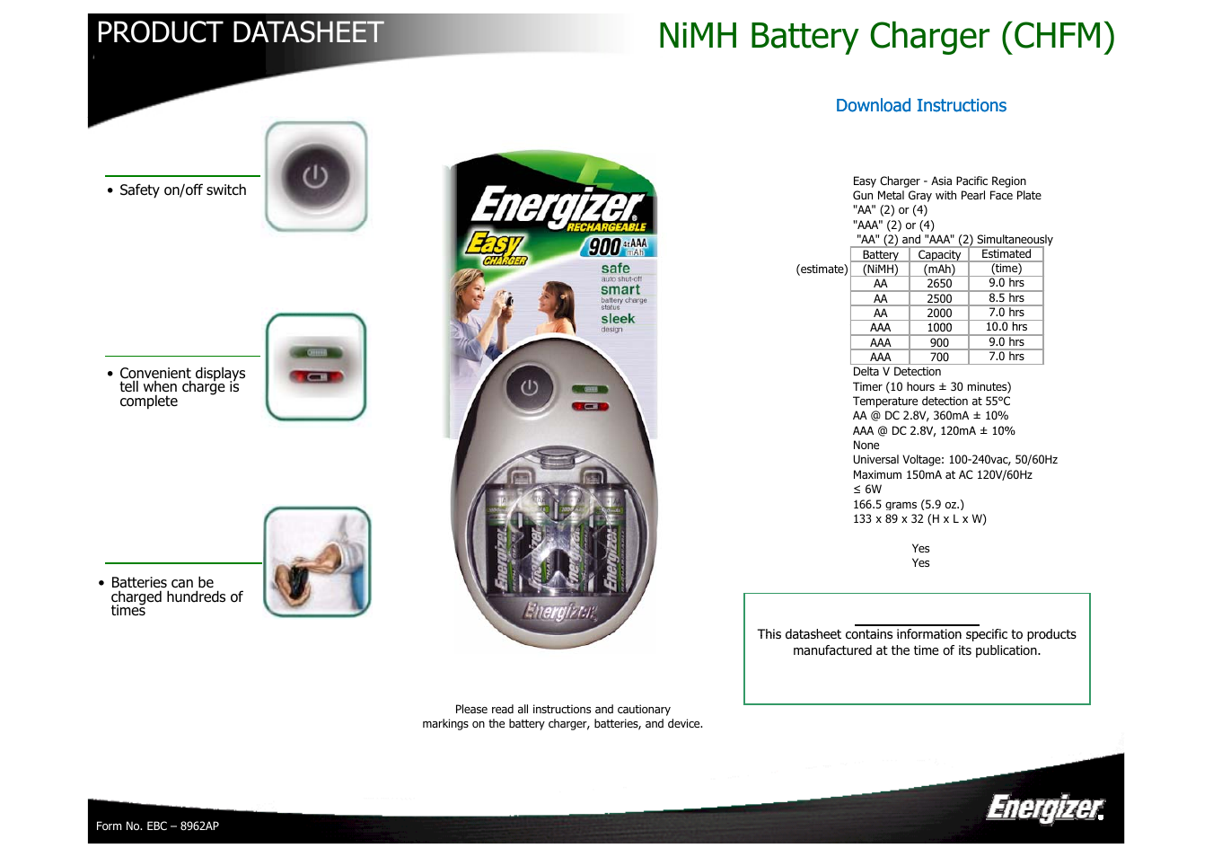 Energizer CHFM User Manual | 1 page