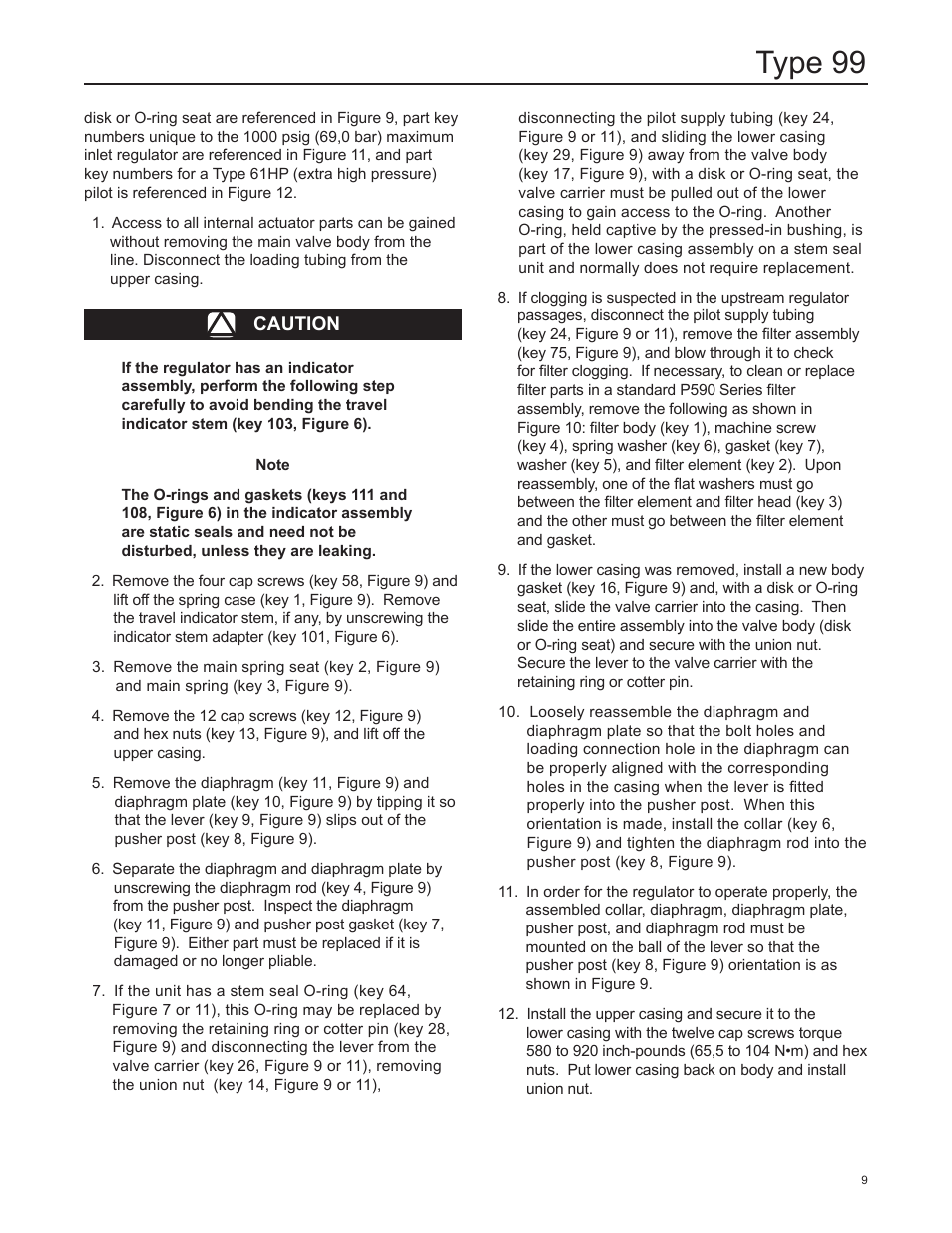 Type 99, Caution | Emerson Process Management 99 User Manual | Page 9 / 20