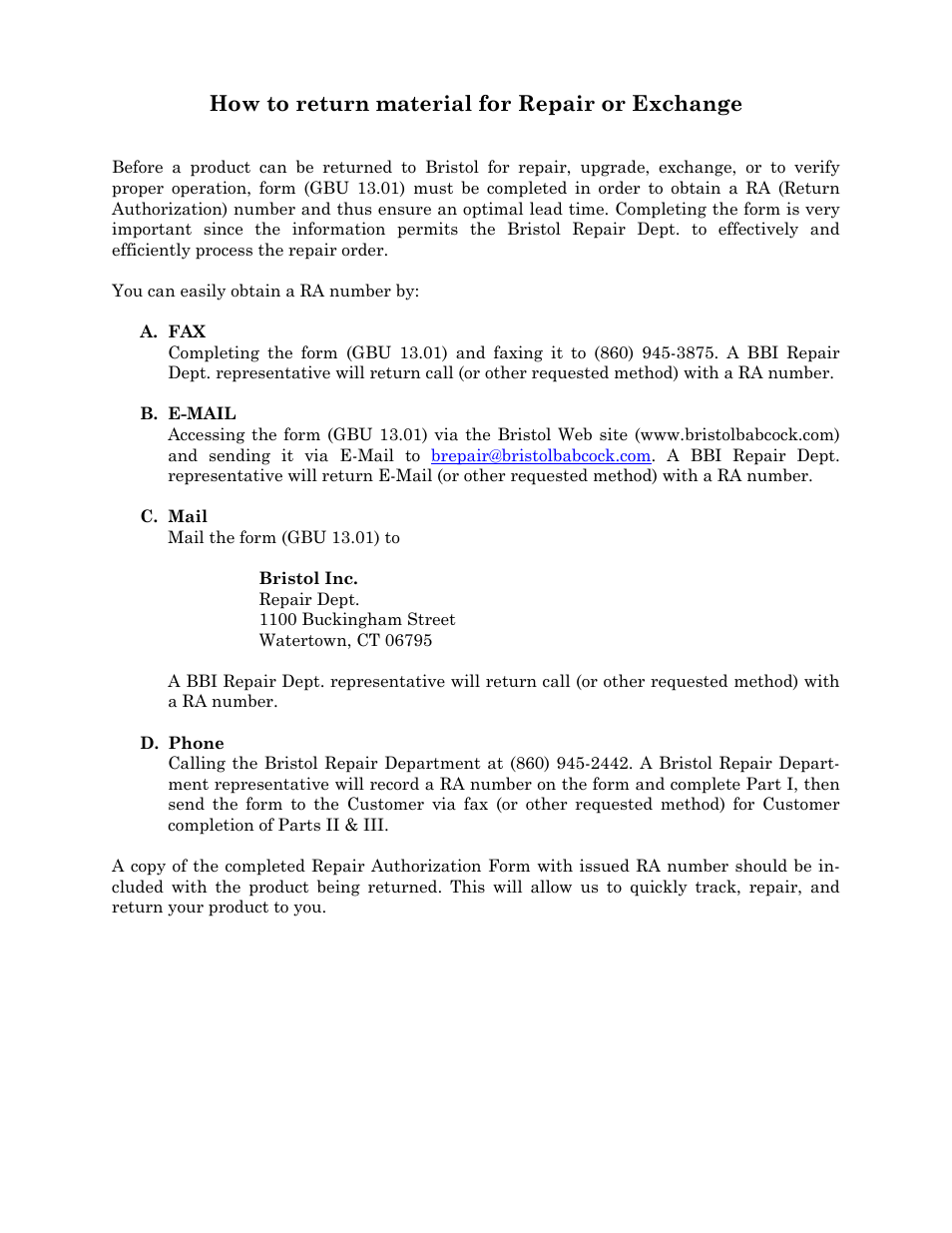 How to return material for repair or exchange | Emerson Process Management ControlWave MICRO User Manual | Page 4 / 23