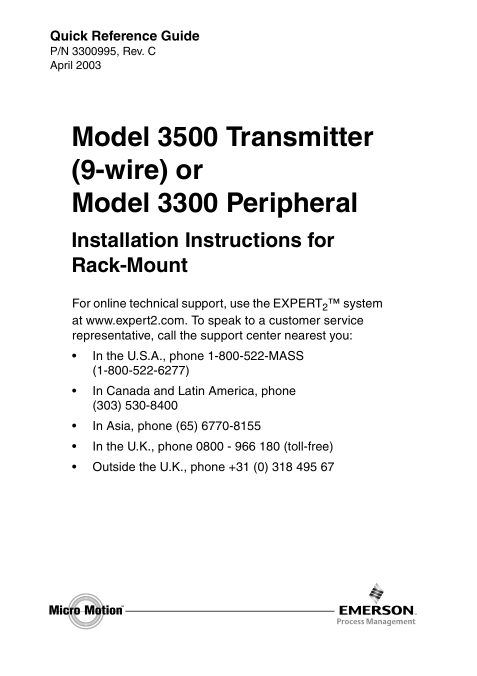 Emerson Process Management Micro Motion 3500 Transmitter User Manual | 12 pages