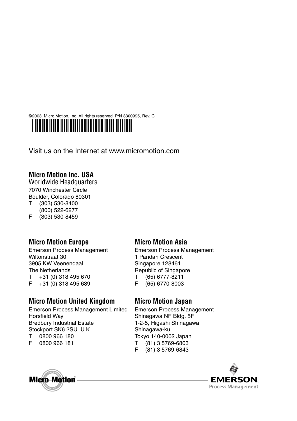 Micro motion | Emerson Process Management Micro Motion 3500 Transmitter User Manual | Page 12 / 12