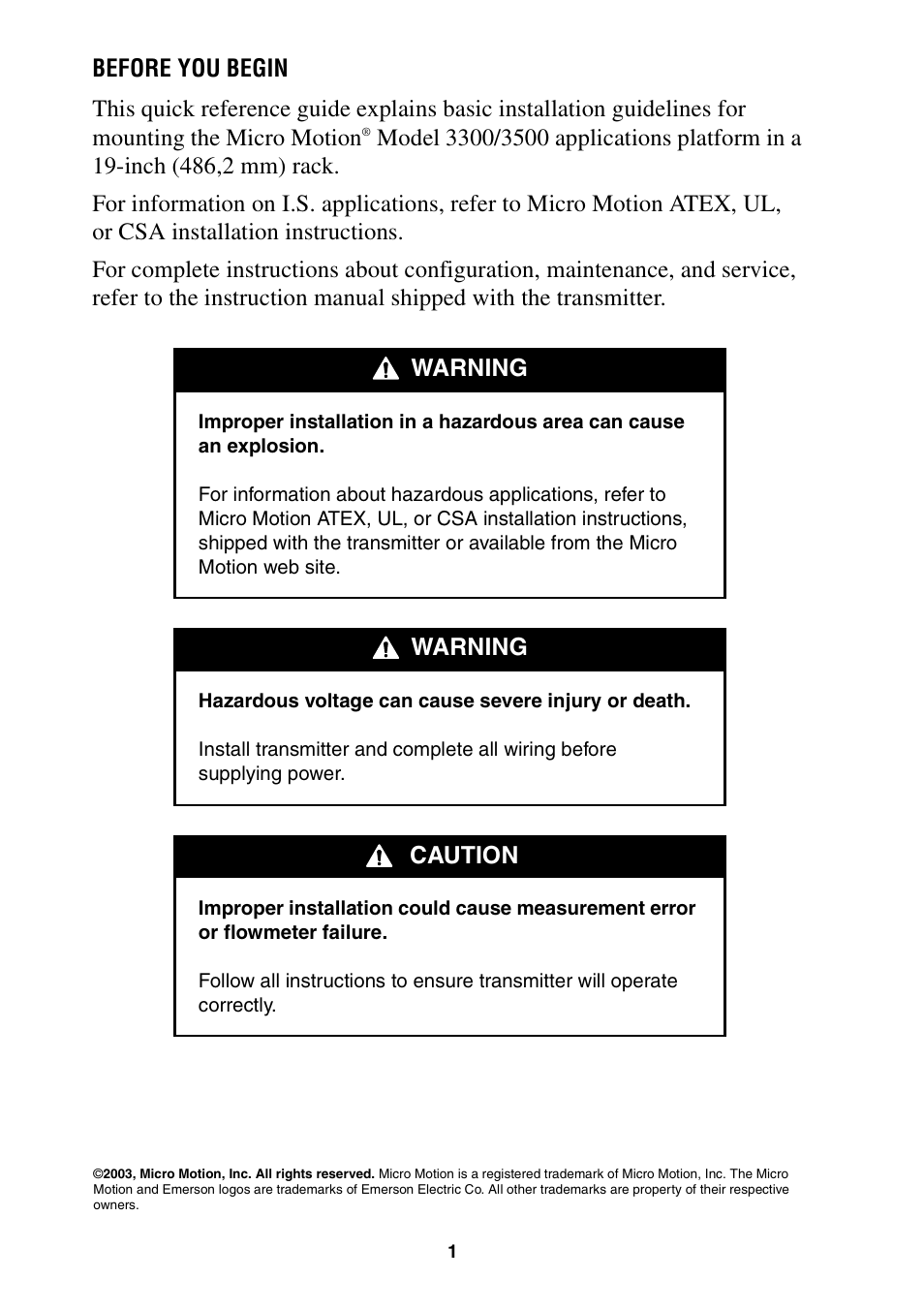 Emerson Process Management Micro Motion 3500 Transmitter User Manual | Page 2 / 12
