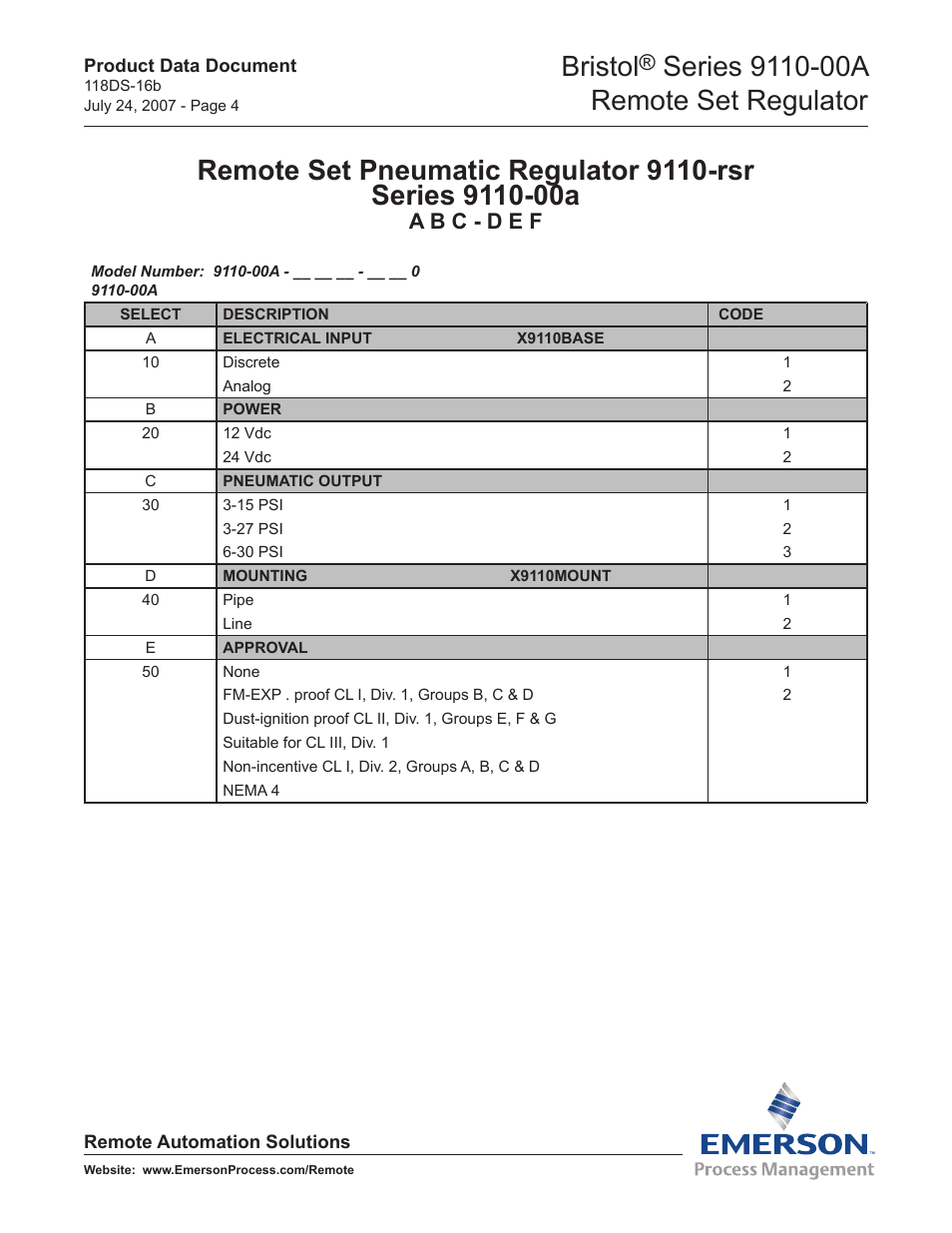 Bristol, A b c - d e f | Emerson Process Management Bristol Series 9110-00A User Manual | Page 4 / 5