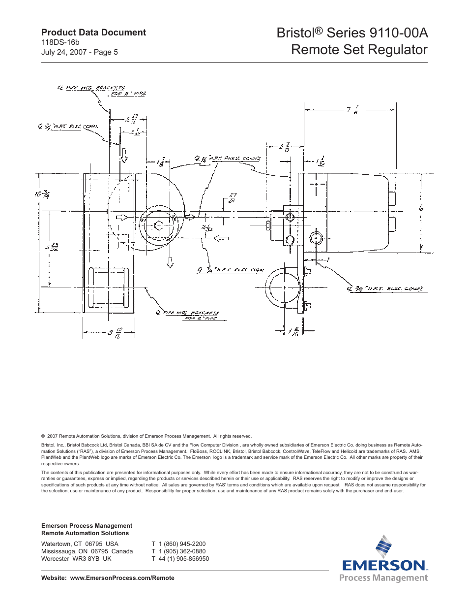 Bristol | Emerson Process Management Bristol Series 9110-00A User Manual | Page 5 / 5