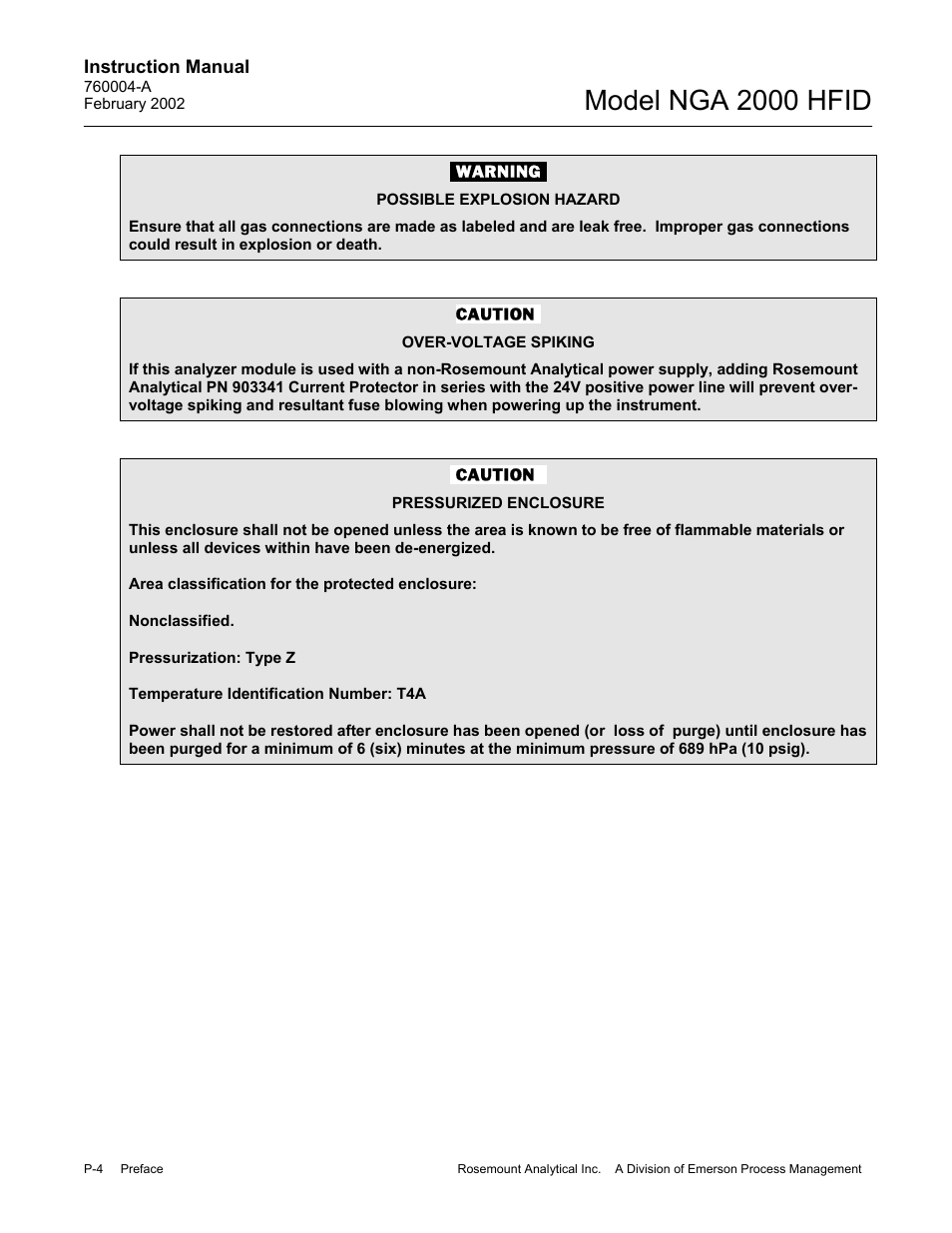 Model nga 2000 hfid | Emerson Process Management 760004-A User Manual | Page 10 / 118