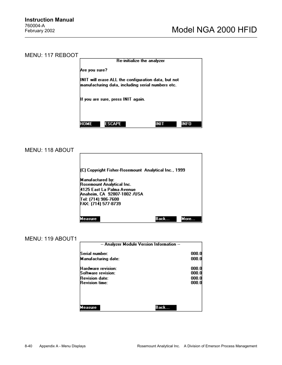 Model nga 2000 hfid | Emerson Process Management 760004-A User Manual | Page 114 / 118