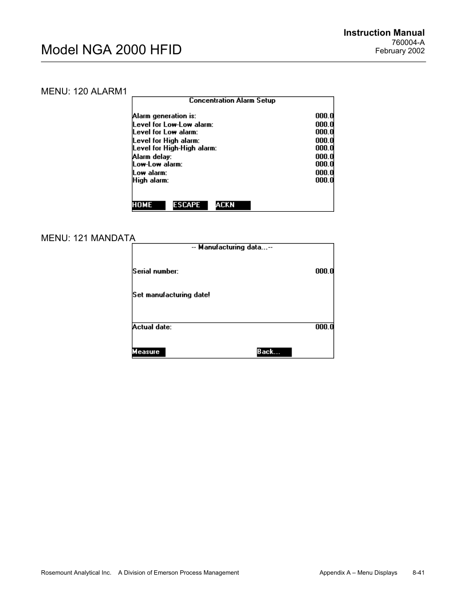 Model nga 2000 hfid | Emerson Process Management 760004-A User Manual | Page 115 / 118
