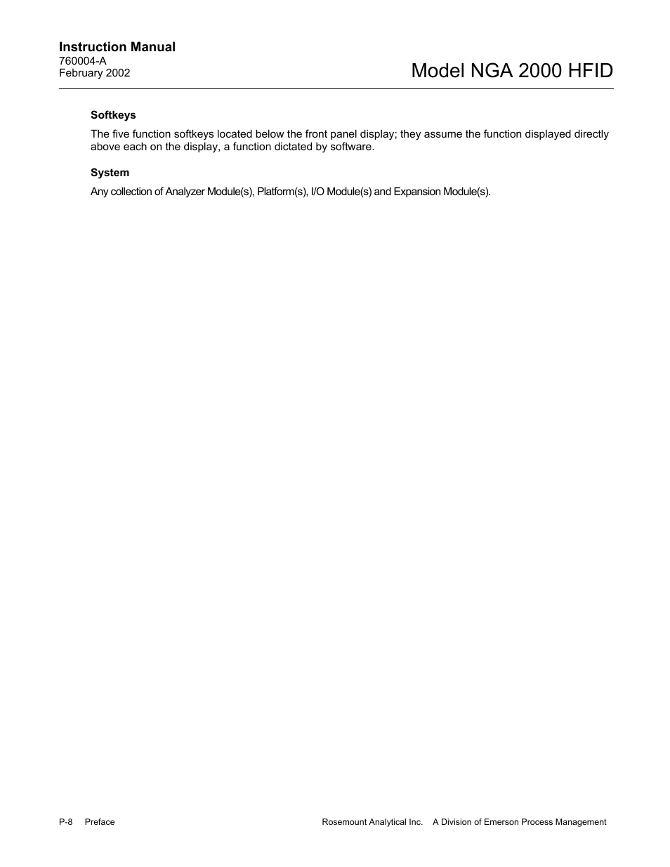 Model nga 2000 hfid | Emerson Process Management 760004-A User Manual | Page 14 / 118