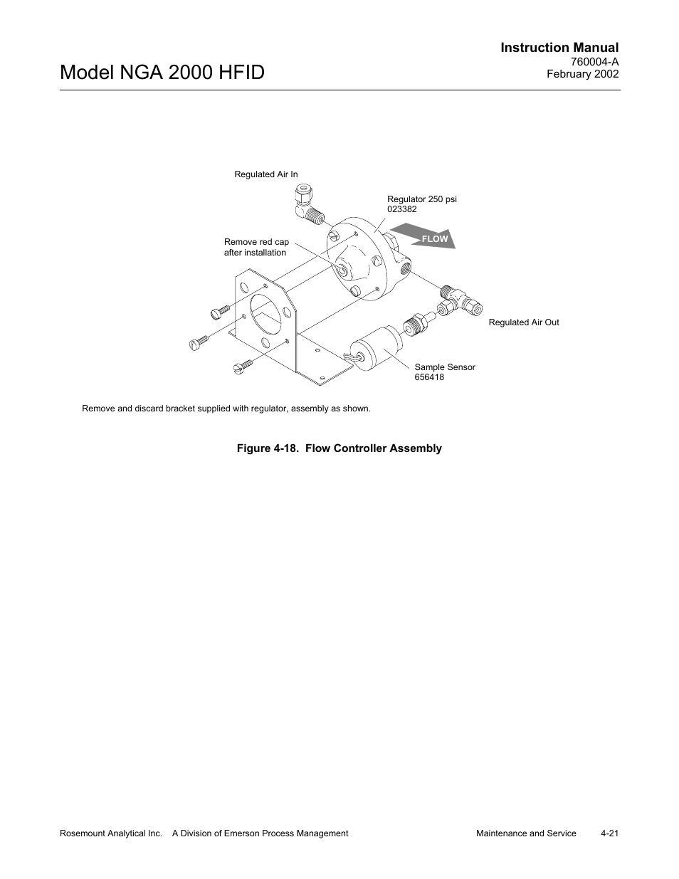 18 flow controller assembly, Model nga 2000 hfid, Instruction manual | Emerson Process Management 760004-A User Manual | Page 59 / 118