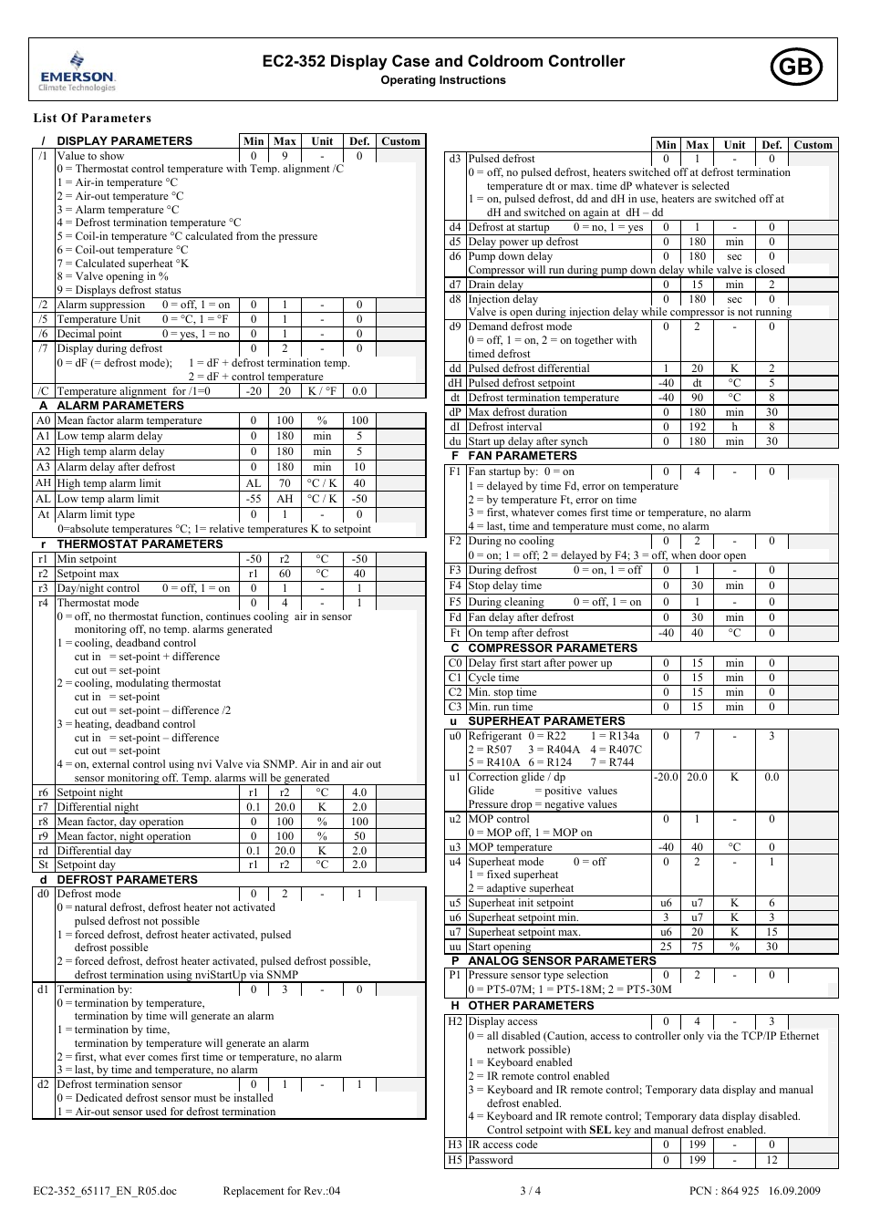 Ec2-352 display case and coldroom controller | Emerson Process Management EC2-352 User Manual | Page 3 / 4